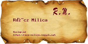 Rácz Milica névjegykártya